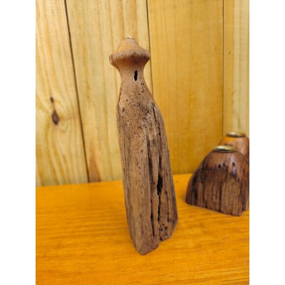 Collection of 3 Unique Vintage Rustic Live Edge Candle Holders - Picture 4 of 13